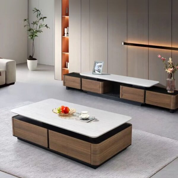 Bàn Trà Kệ Tivi Mặt Đá Nhập Khẩu BTC1600-KT2800