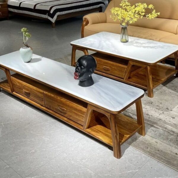 Bàn Trà Kệ Tivi Gỗ Mun Nhập Khẩu A07