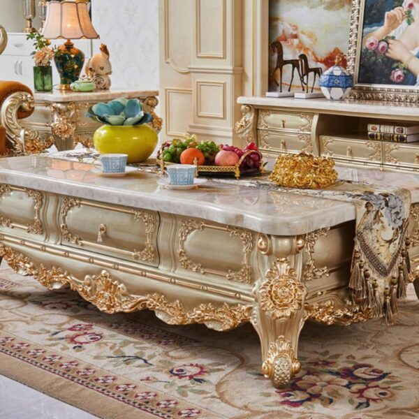 Bàn Trà Tân Cổ Điển 1M8 Mặt Đá Tự Nhiên BT801-18