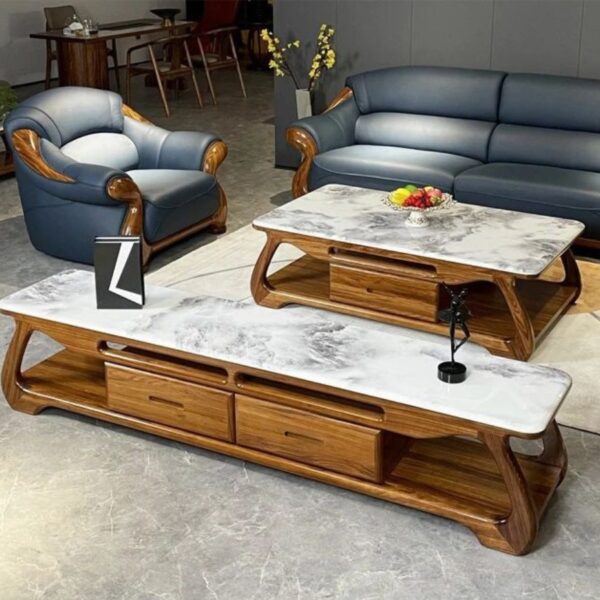 Bàn Trà Kệ Tivi Gỗ Mun Nhập Khẩu A03