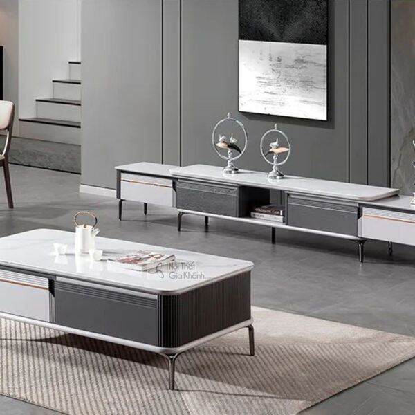 Combo Bàn Trà Kệ Tivi Mặt Đá Cao Cấp BT1400-180