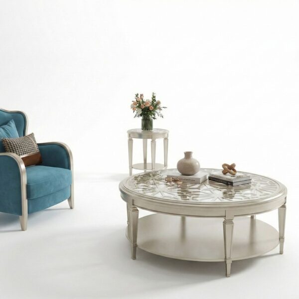 Bàn Trà Tròn Mặt Kính Phong Cách Mỹ BTCJ001-12