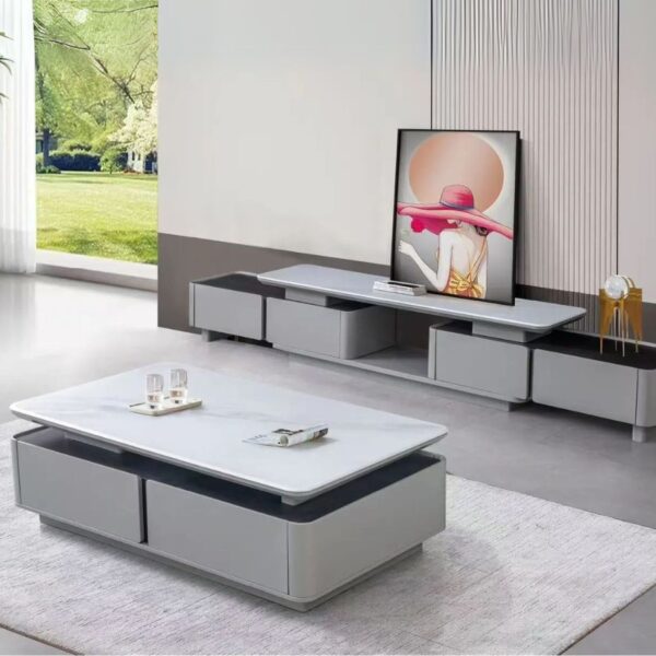 Bàn Trà Kệ Tivi Mặt Đá Nhập Khẩu BT1400-KT2800