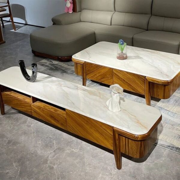 Bàn Trà Kệ Tivi Gỗ Mun Nhập Khẩu A08