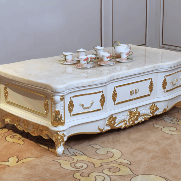 Bàn Trà Tân Cổ Điển BTA98-16 Dát Vàng Họa Tiết