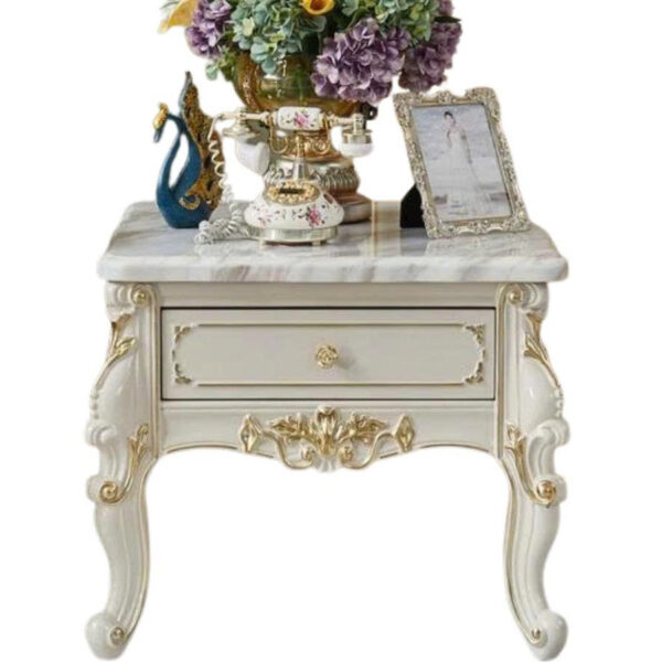 Bàn Trà Vuông Màu Trắng Ngọc Trai Mặt Đá BGA20