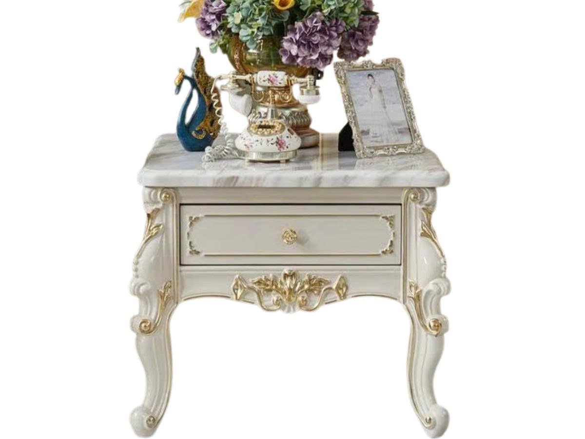 Bàn Trà Vuông Màu Trắng Ngọc Trai Mặt Đá BGA20