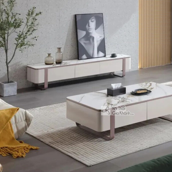 Combo Bàn Trà Mặt Đá Kệ Tivi Sang Trọng BTK8221