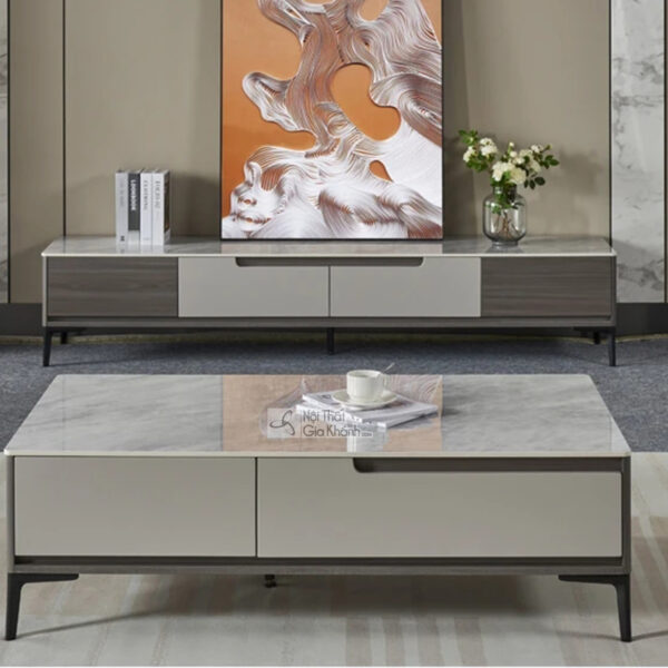 Combo Bàn Trà Kệ Tivi Mặt Đá Hiện Đại BT2301CD