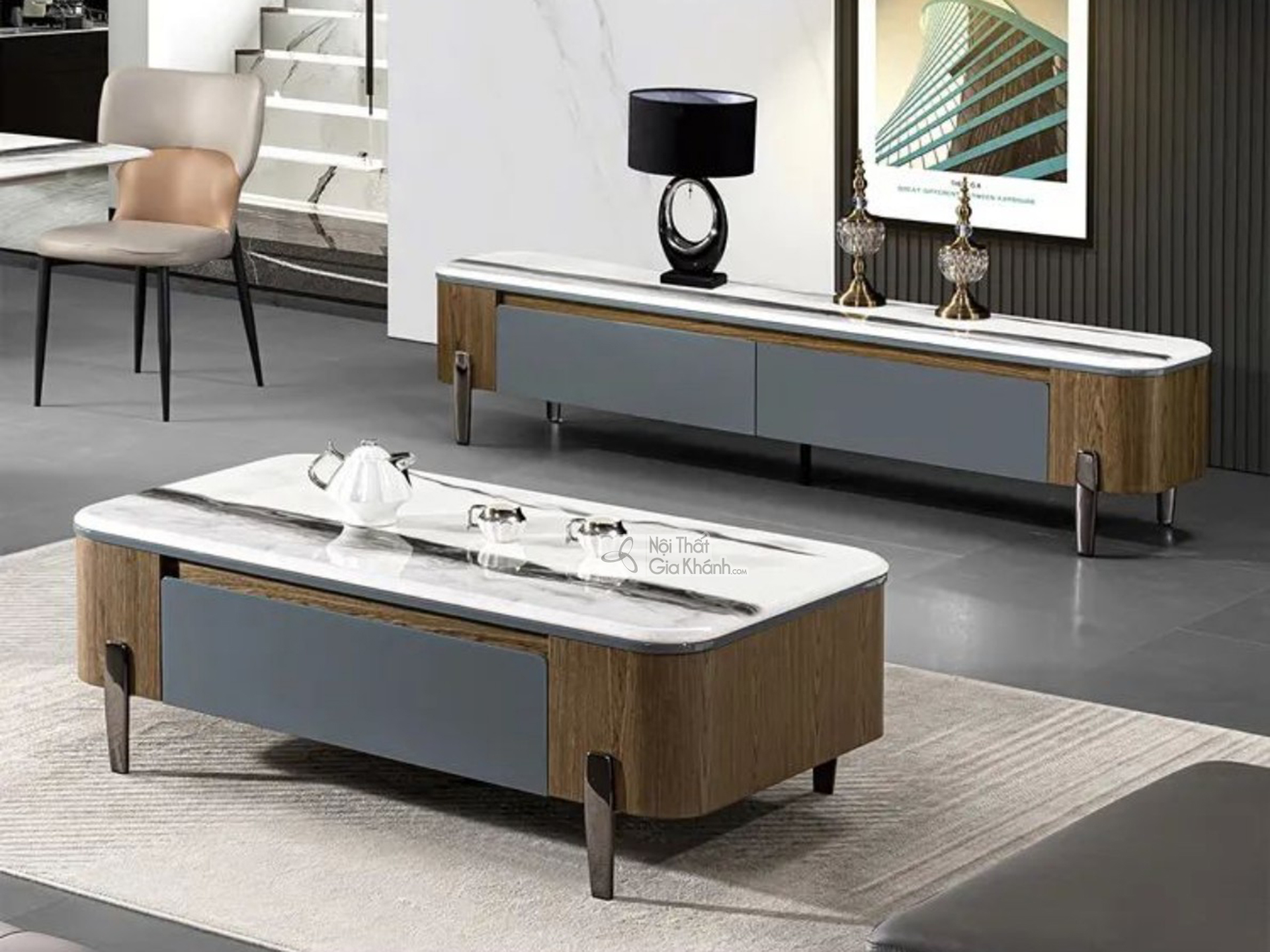 Bàn Mặt Đá Trà Kệ Tivi Hiện Đại BT1300