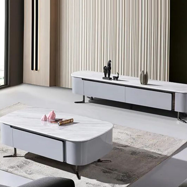 Combo Bàn Trà Kệ Tivi Mặt Đá PL3008AB