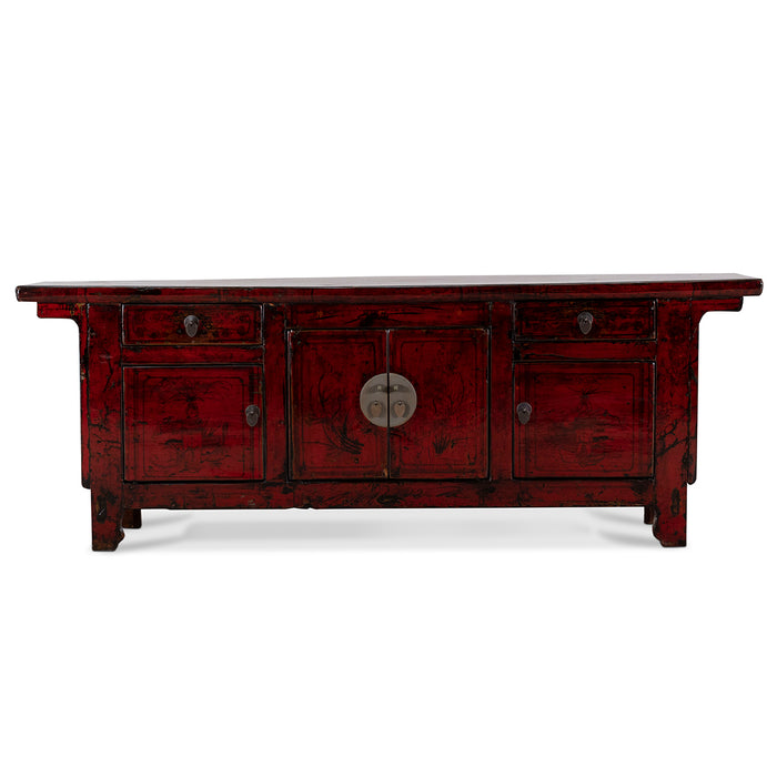 Red Lacquer Gansu Painted Sideboard
