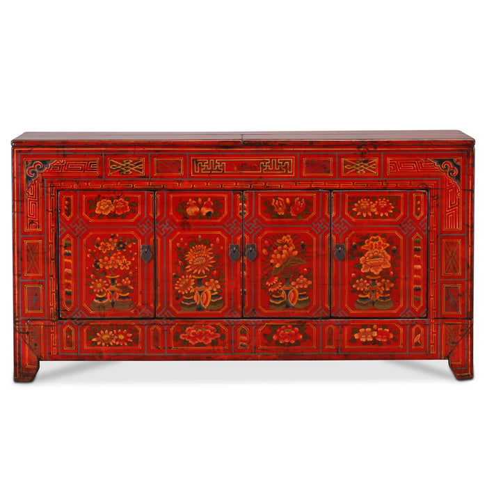 Dongbei Red Floral Sideboard