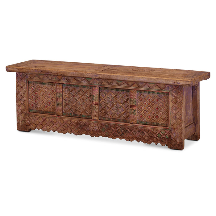 Low Carved Four Door Sideboard