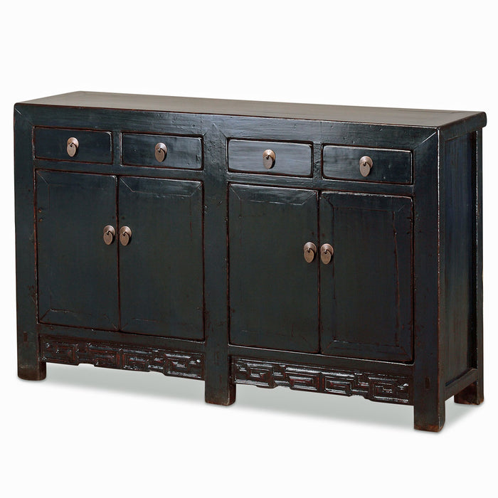 Antique Chinese Sideboard, Dark Blue, Double