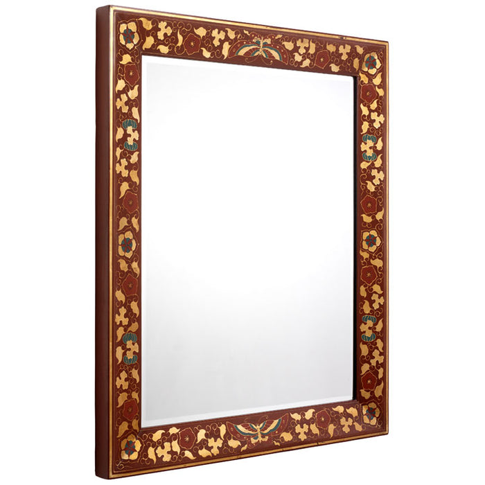 Shanxi Painted Mirror, Red Lacquer