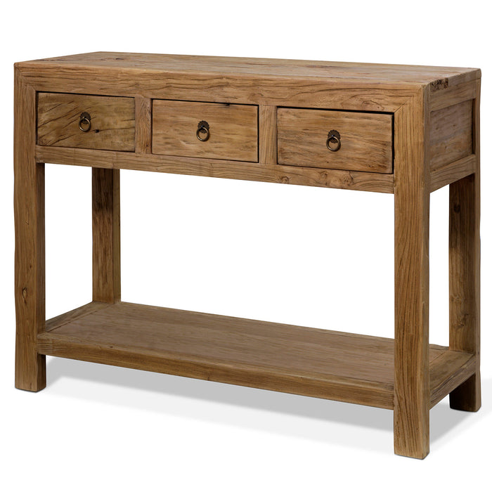 Farmhouse Elm Three Drawer Console