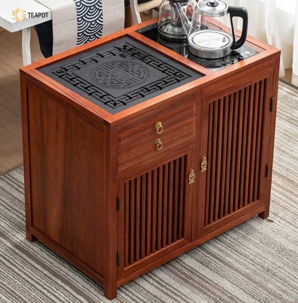 Bàn trà thông minh kết hợp cùng tủ trà gỗ hồng sắc TT32